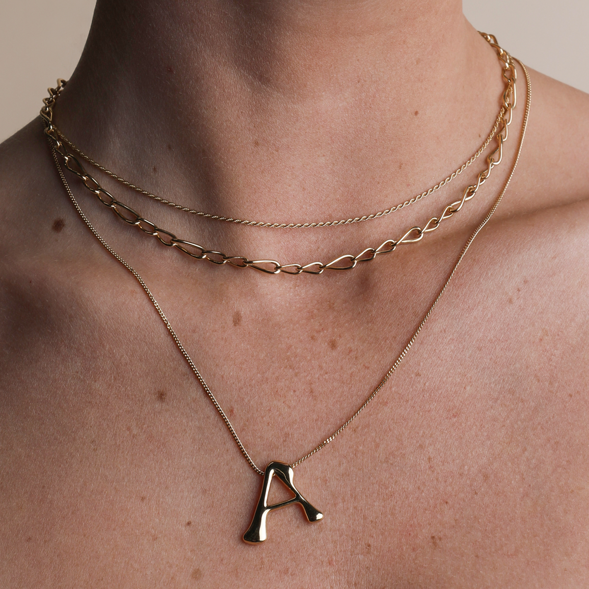 Initial Bold Pendant Necklaces-Astrid & Miyu