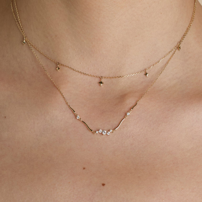 Worn shot of the Solid Gold 14k Twilight Necklace