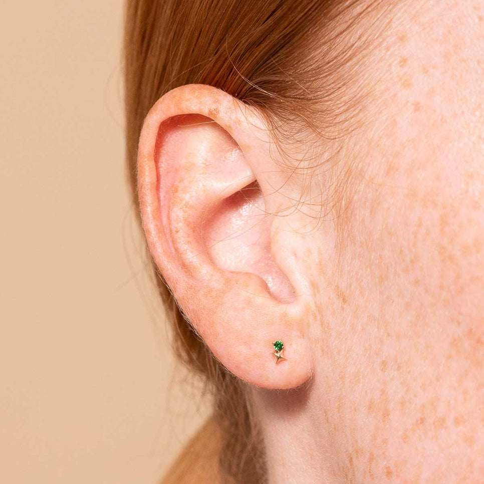 Birthstone Earrings - May Tsavorite Birthstone Earrings in Solid Gold - Stud Earrings - Astrid & Miyu