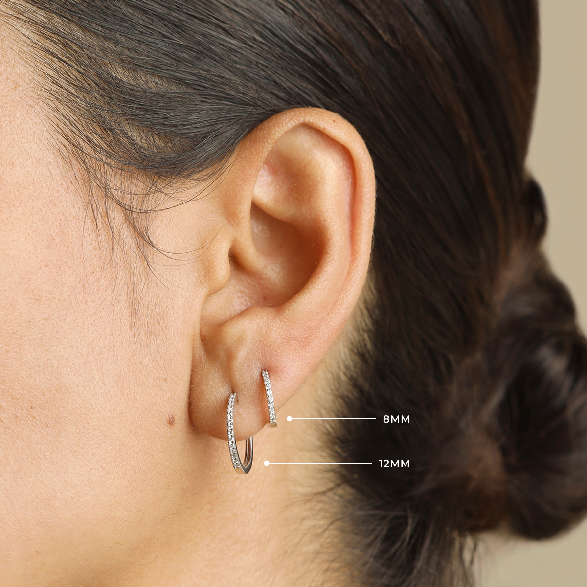 Diamond Pavé Hoops in Solid White Gold-Astrid & Miyu