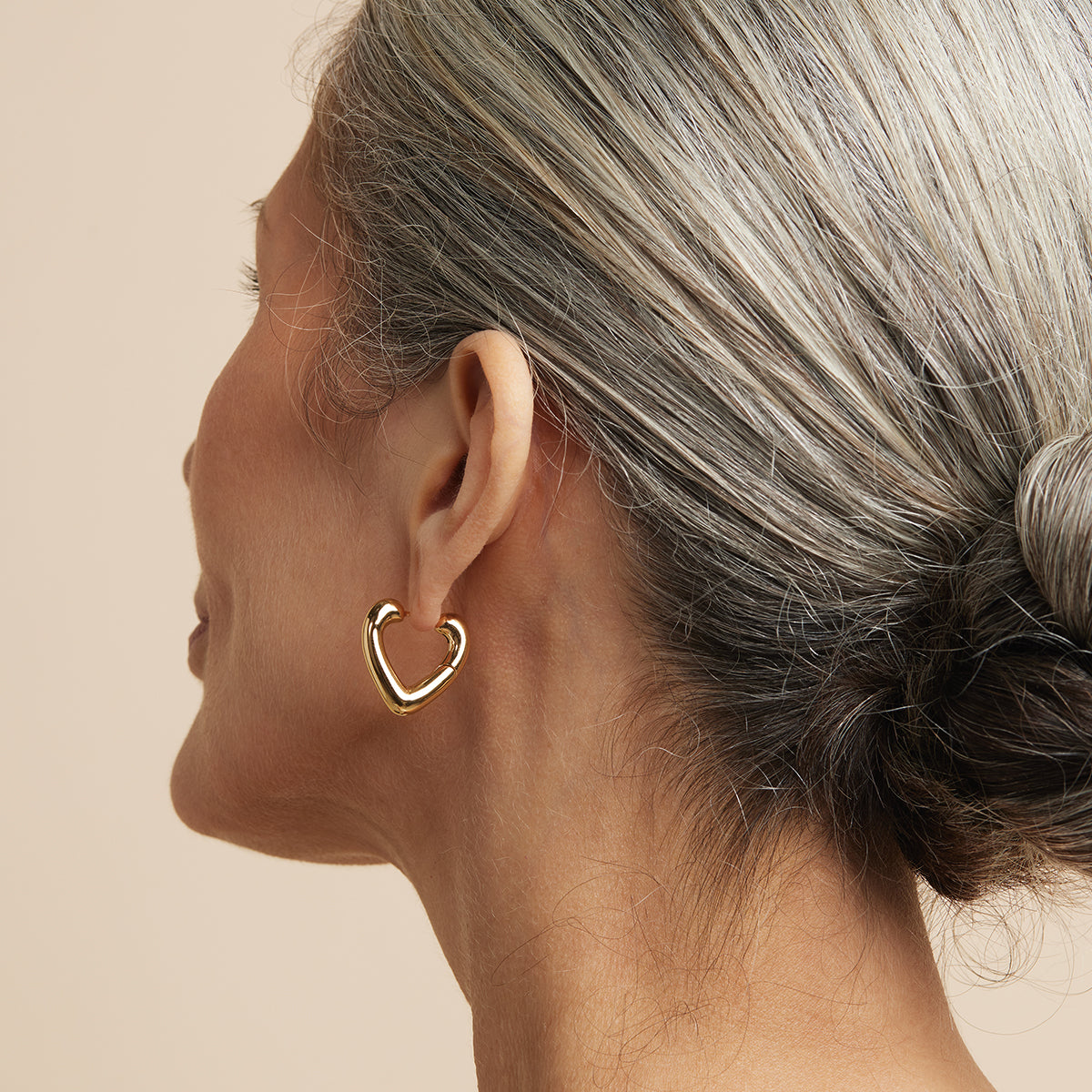 18k Gold Plated Jewellery - Heart Open Hoops in Gold - Hoop Earrings - Astrid & Miyu