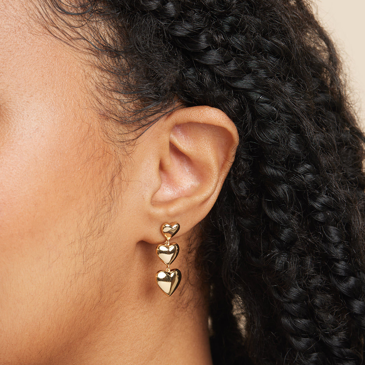 18k Gold Plated Jewellery - Heart Drop Stud Earrings in Gold - Stud Earrings - Astrid & Miyu