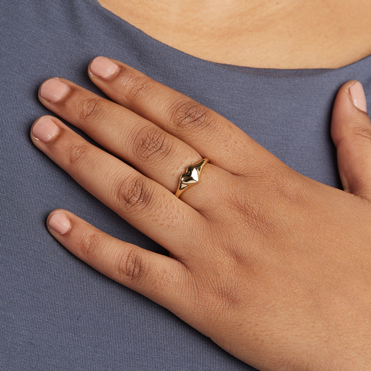 18k Gold Plated Jewellery - Heart Signet Ring in Gold - Signet Ring - Astrid & Miyu