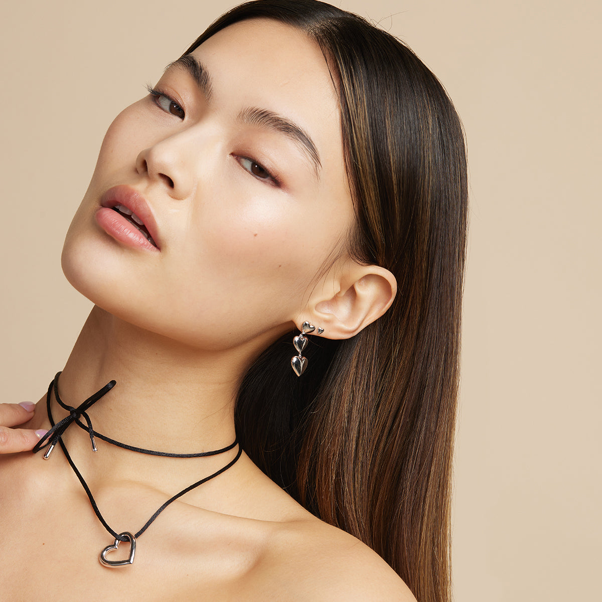 Mother of the Bride - Heart Charm Cord Necklace in Silver - Charm Necklaces - Astrid & Miyu