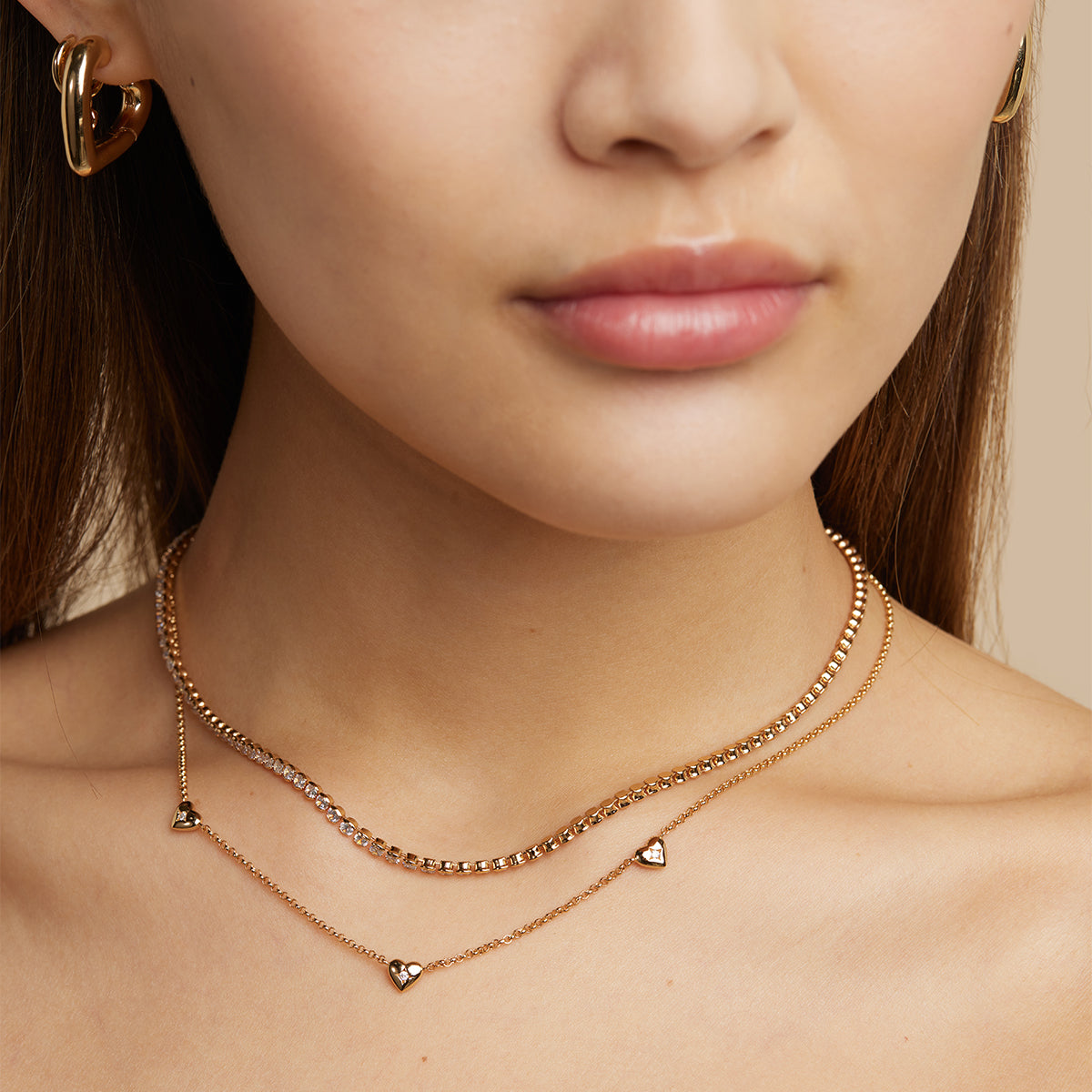 18k Gold Plated Jewellery - Heart Charm Necklace in Gold - Charm Necklaces - Astrid & Miyu