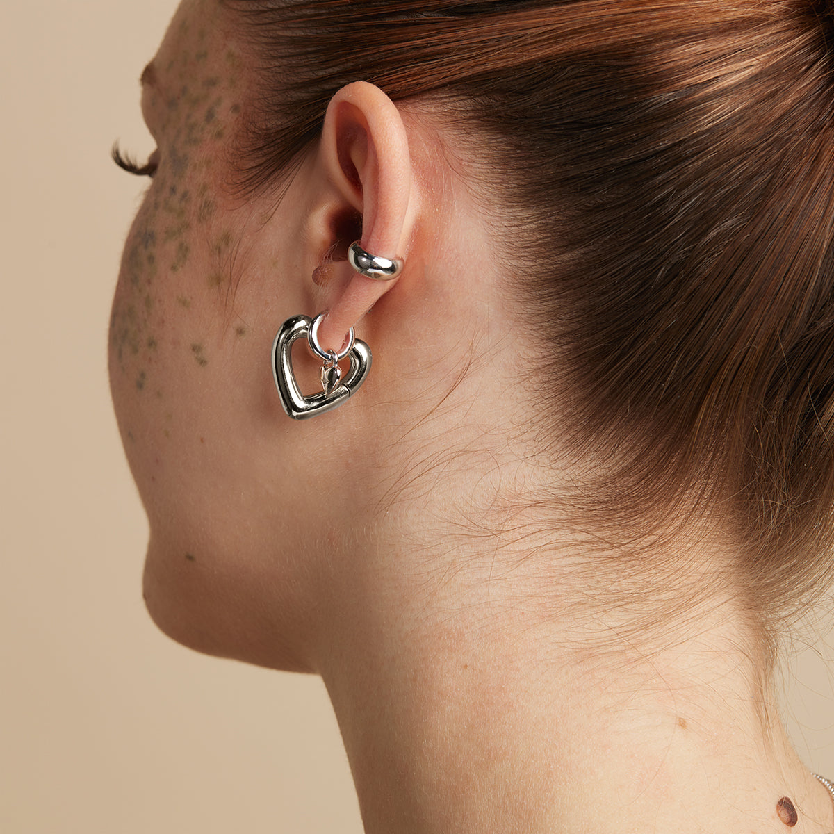 Earrings - Heart Open Hoops in Silver - Hoop Earrings - Astrid & Miyu