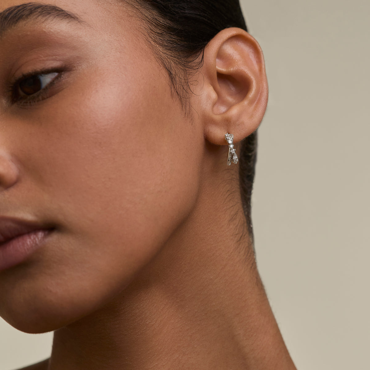 Crystal Crossover Hoops Ornament Bauble in Silver-Astrid & Miyu