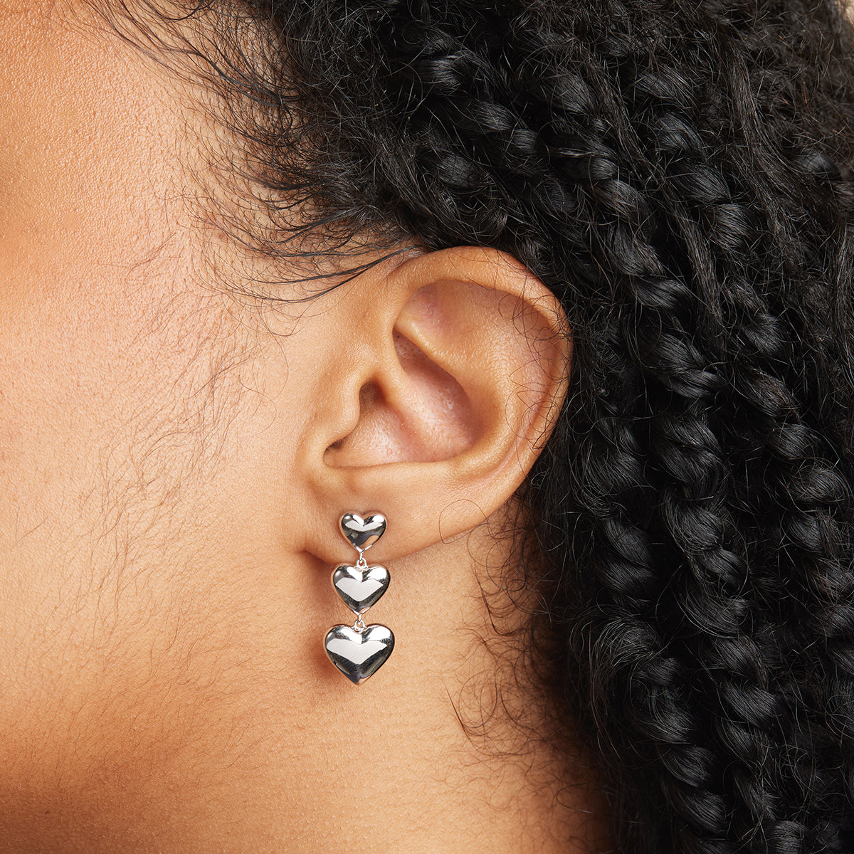 Earrings - Heart Drop Stud Earrings in Silver - Stud Earrings - Astrid & Miyu