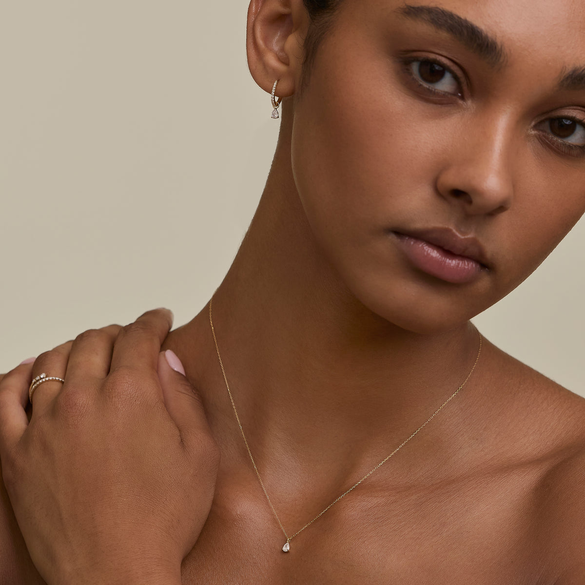 Diamond Pendant Necklace Ornament Bauble in Solid Gold-Astrid & Miyu