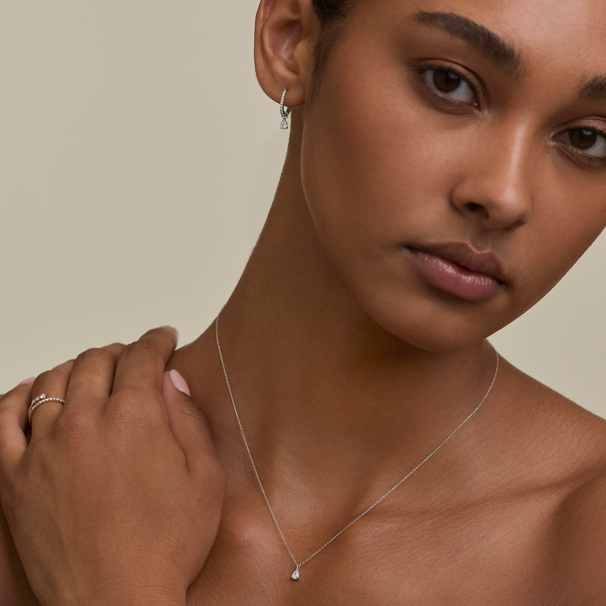 Diamond Pendant Necklace Ornament Bauble in Solid White Gold-Astrid & Miyu