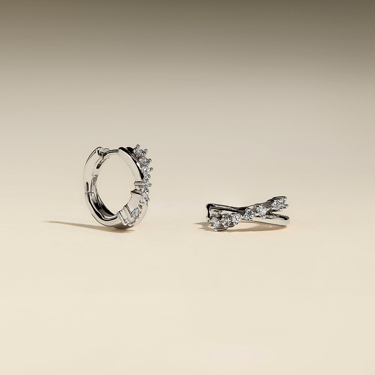 Crystal Crossover Hoops Ornament Bauble in Silver-Astrid & Miyu