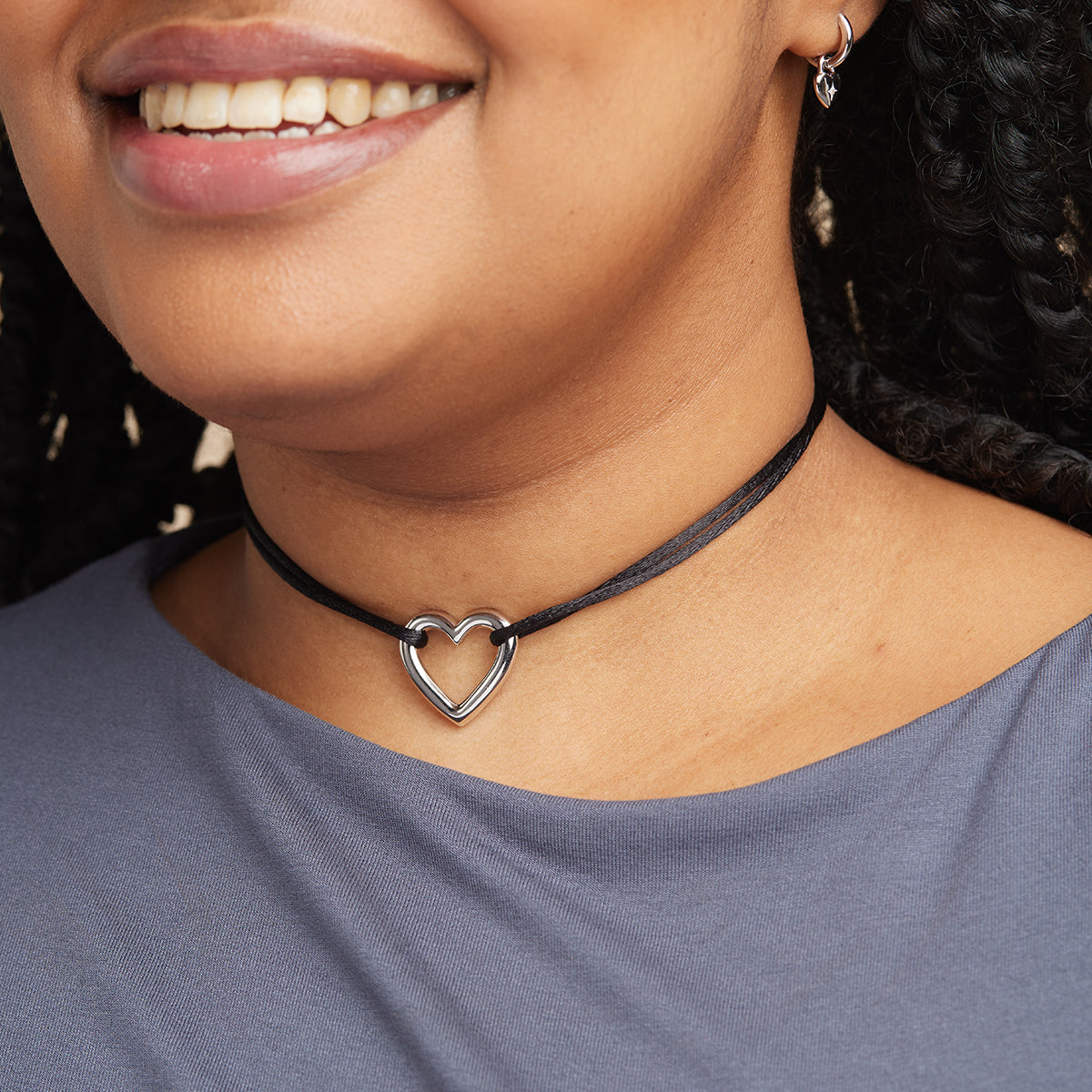 Mother of the Bride - Heart Charm Cord Necklace in Silver - Charm Necklaces - Astrid & Miyu