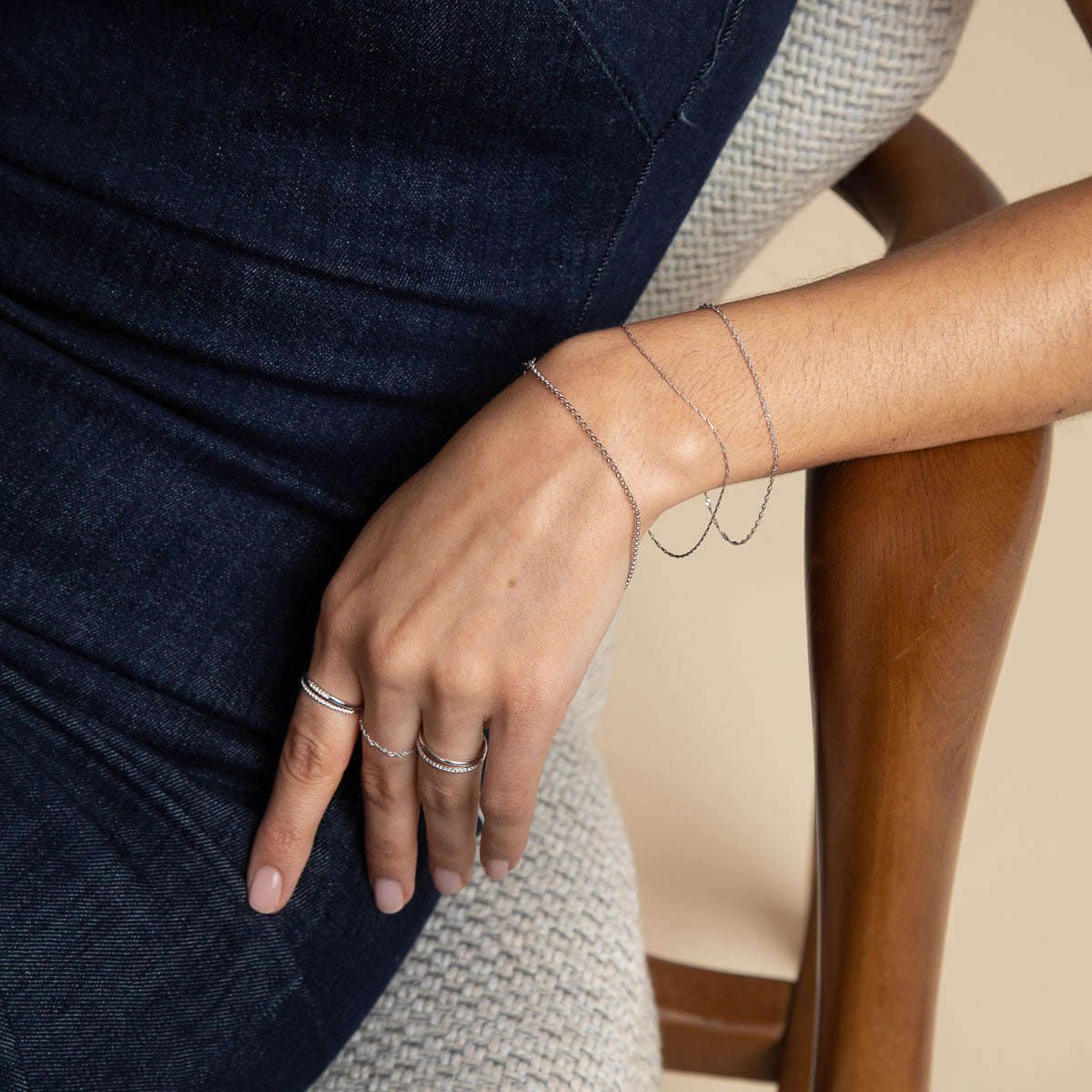 Bracelets - Marylebone Chain Bracelet in Solid White Gold - - Astrid & Miyu