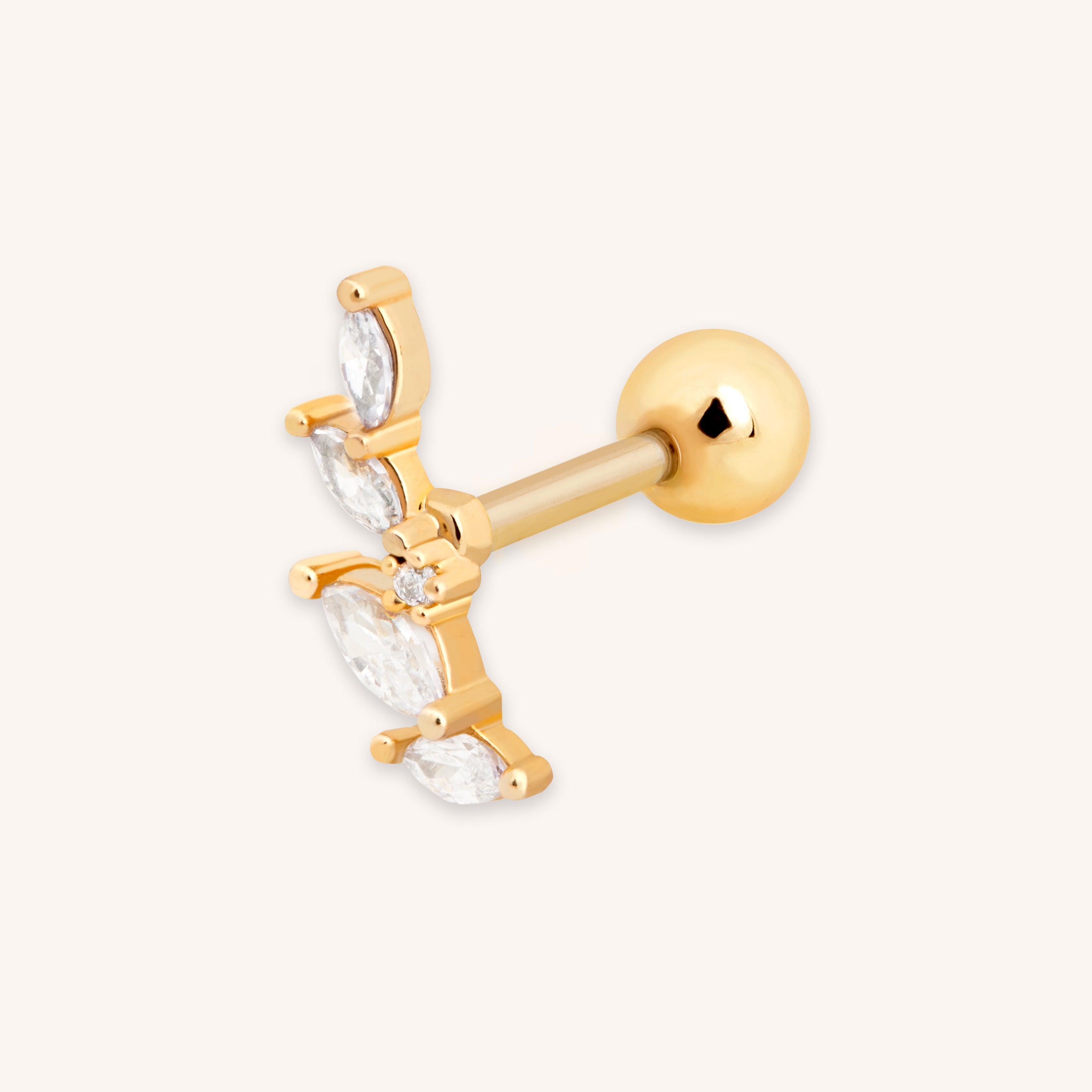 18k Gold Plated Jewellery - Crystal Barbell in Gold - Barbell Earring - Astrid & Miyu