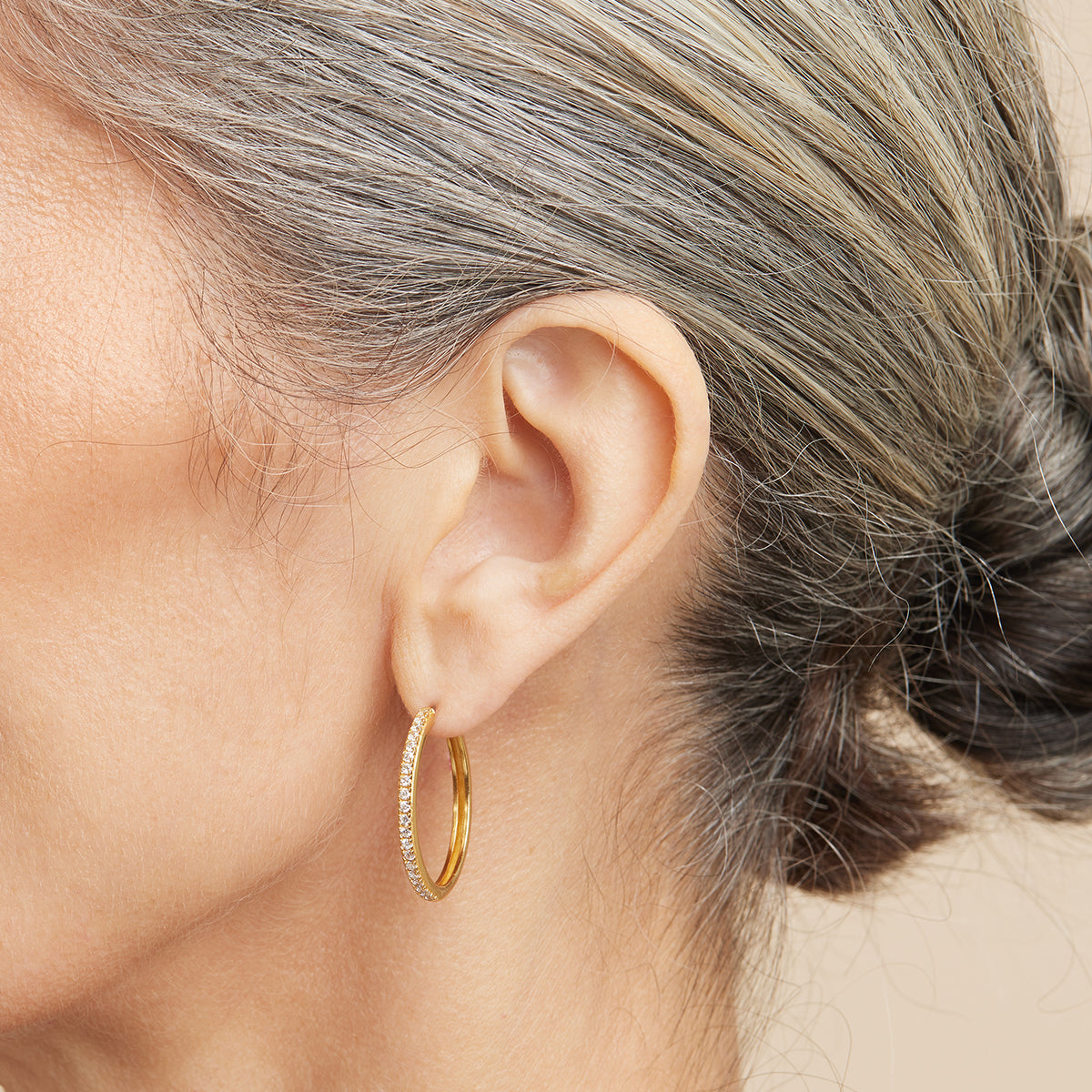 18k Gold Plated Jewellery - Essential Crystal Large Hoops in Gold - Hoop Earrings - Astrid & Miyu