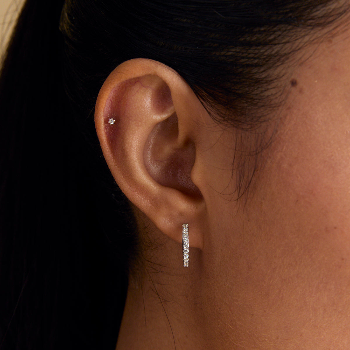 Conch Piercing Jewellery - Flora Tiny Barbell in Silver - Barbell Earring - Astrid & Miyu