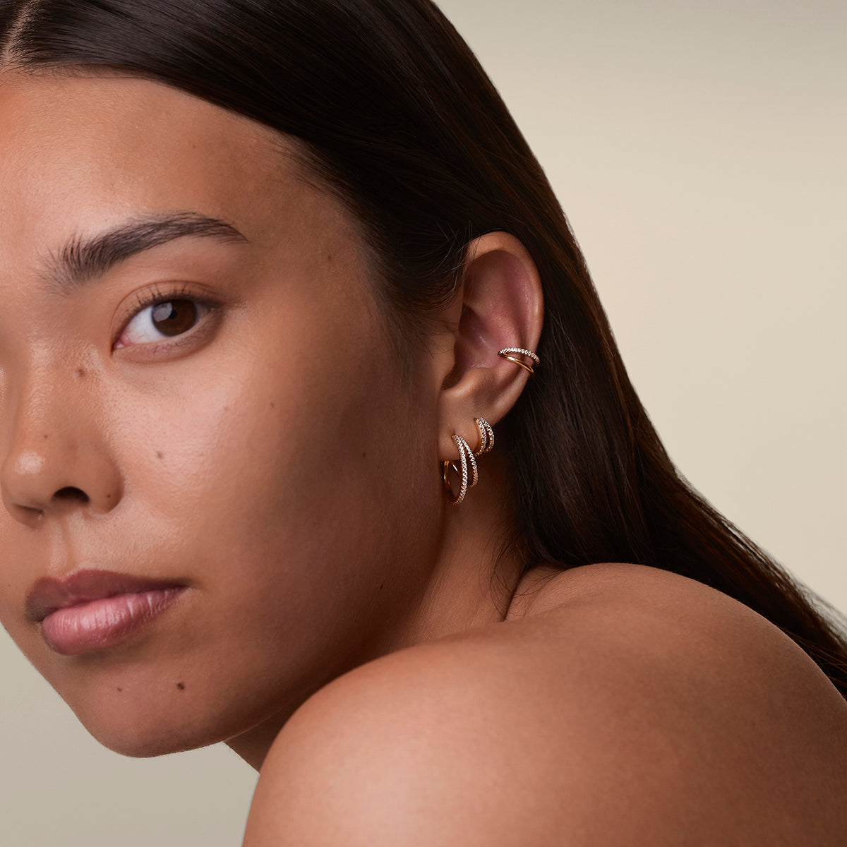 Illusion Crystal Ear Cuff in Gold-Astrid & Miyu