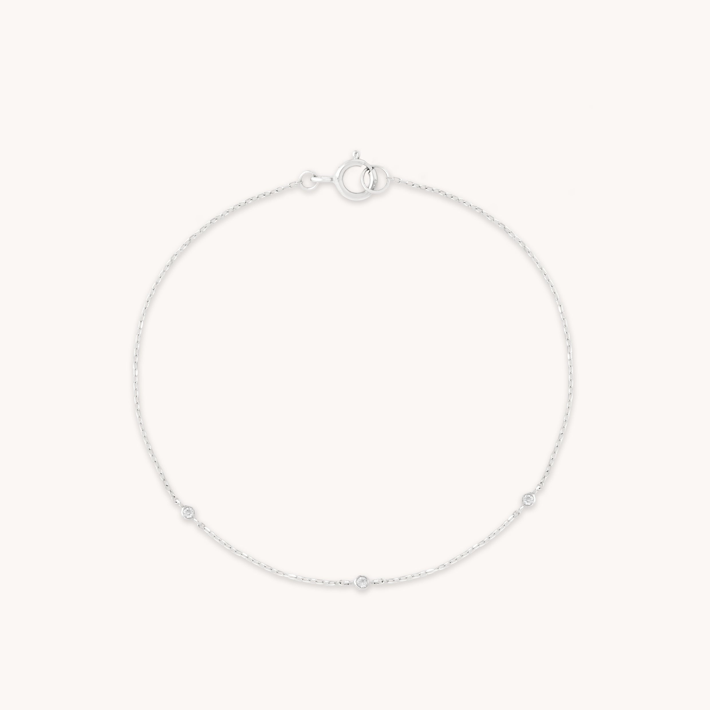 April White Topaz - Topaz Charm Bracelet in Solid White Gold - Bracelet - Astrid & Miyu