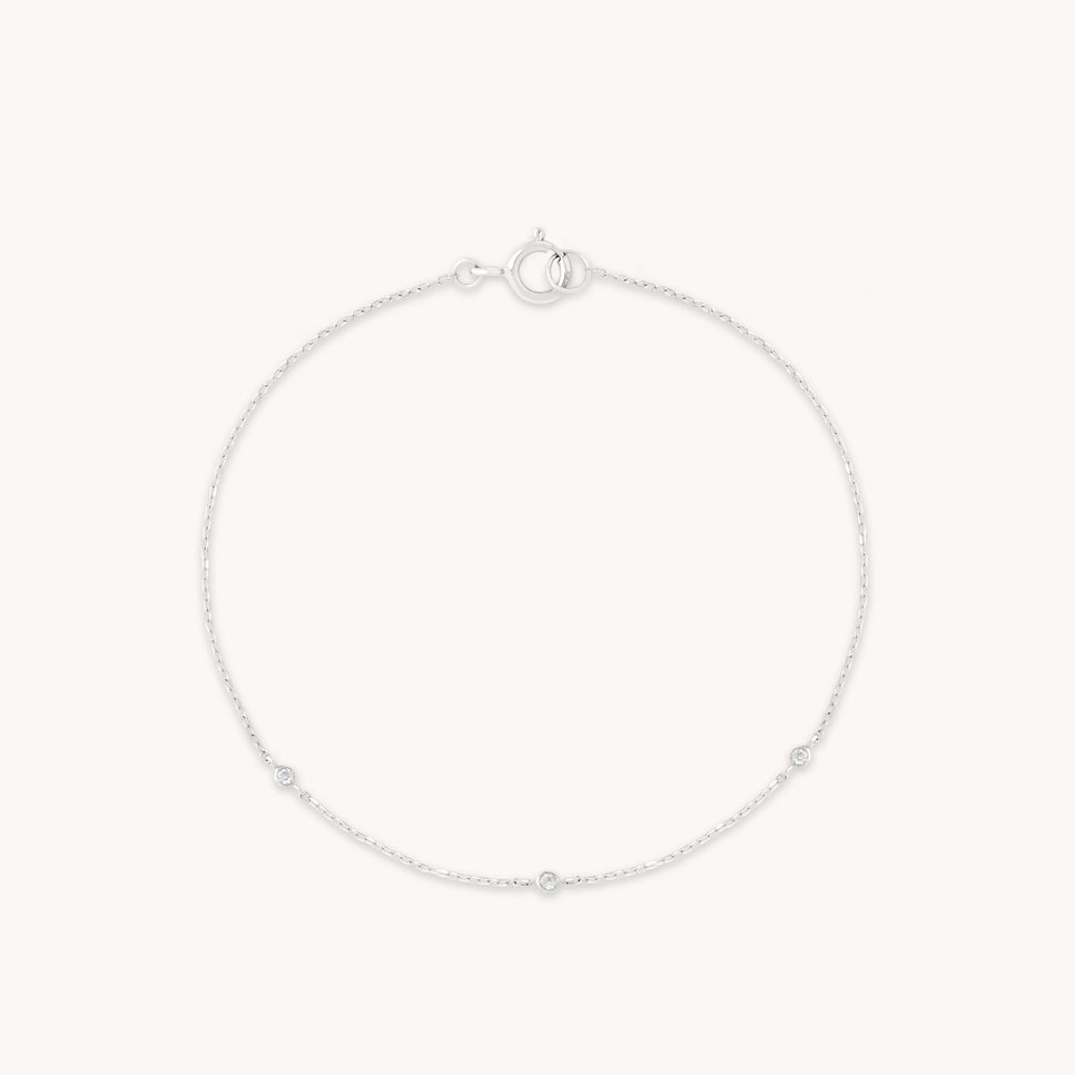 April White Topaz - Topaz Charm Bracelet in Solid White Gold - Bracelet - Astrid & Miyu