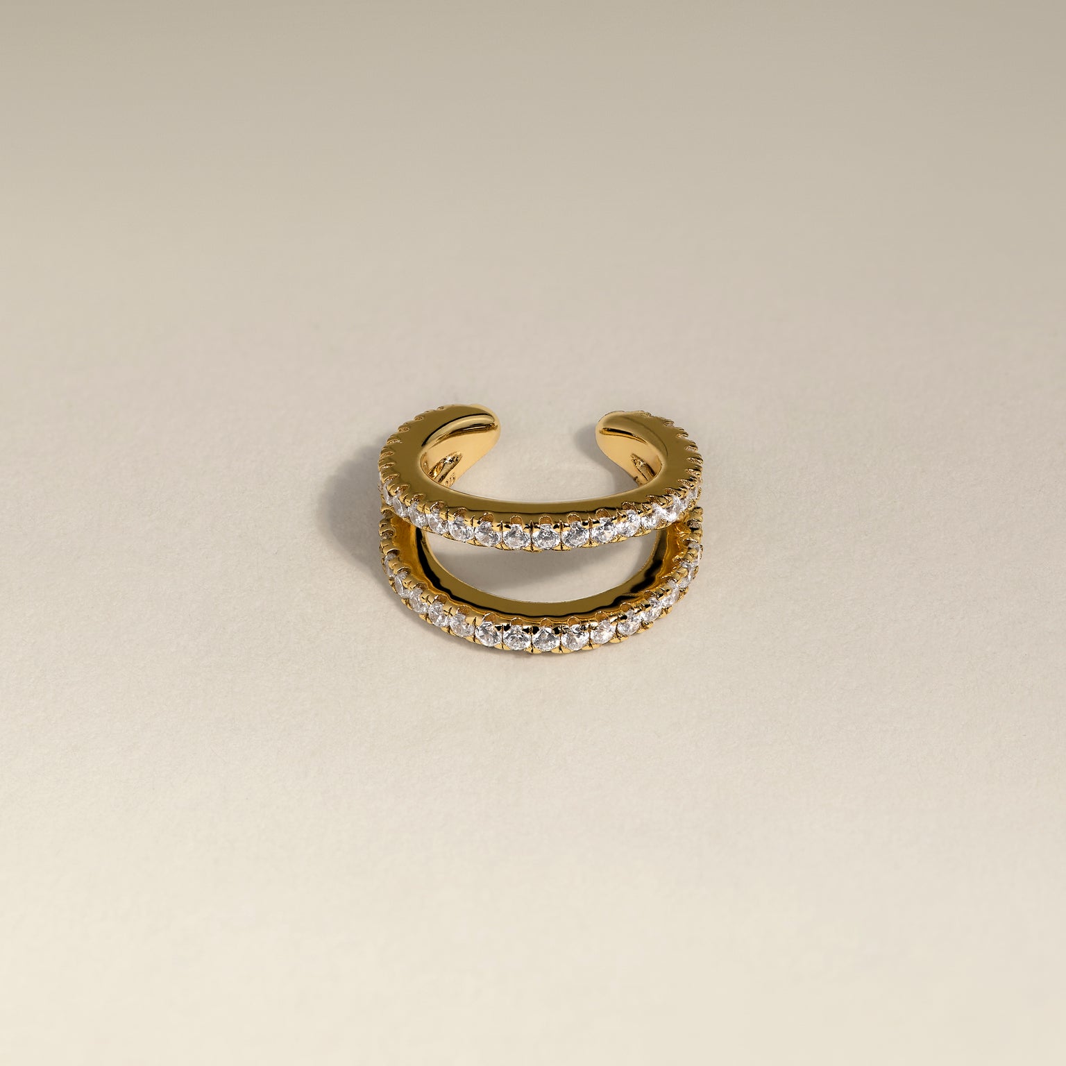 Illusion Double Crystal Ear Cuff in Gold-Astrid & Miyu