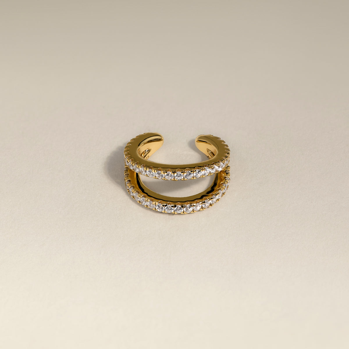 Illusion Double Crystal Ear Cuff in Gold-Astrid & Miyu