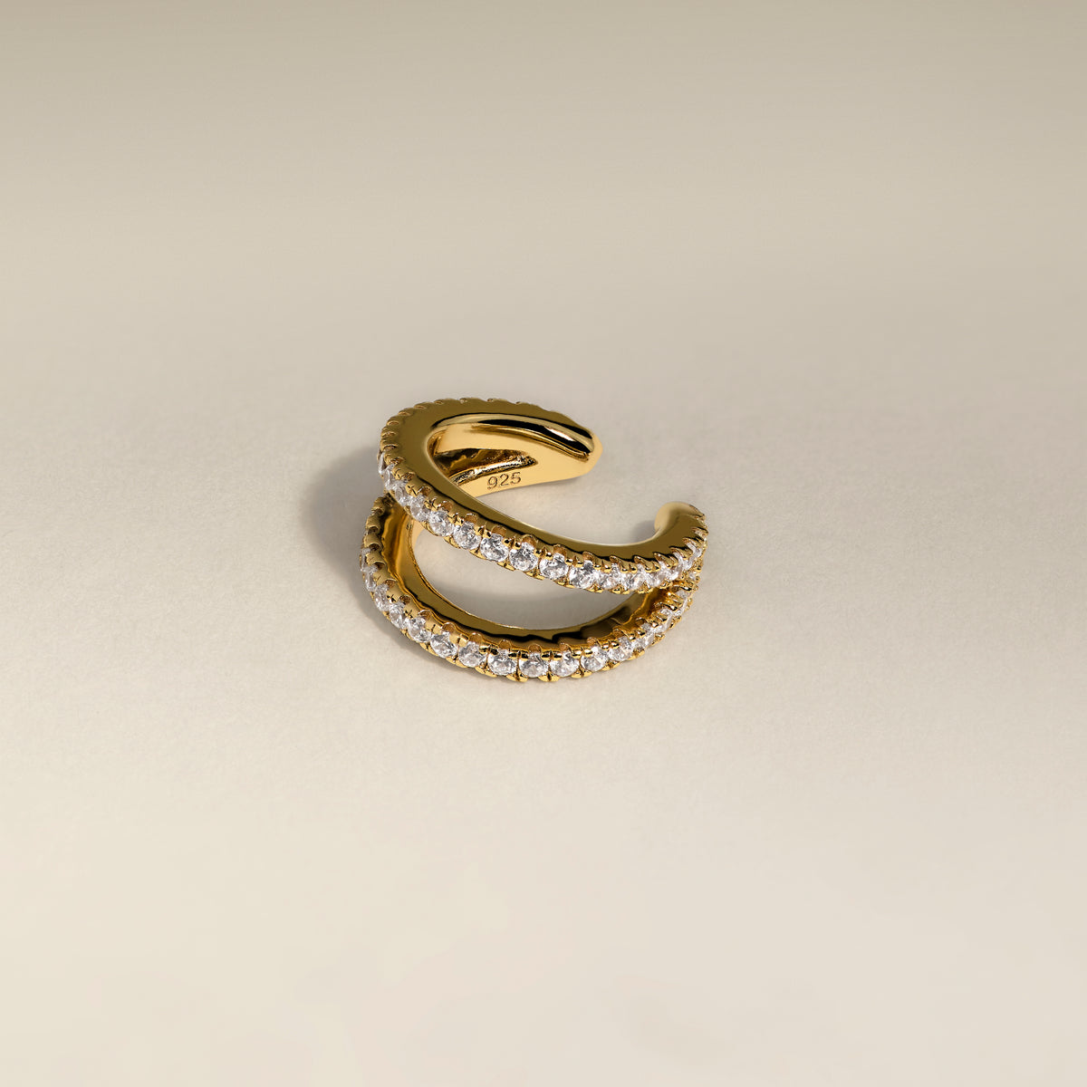 Illusion Double Crystal Ear Cuff in Gold-Astrid & Miyu