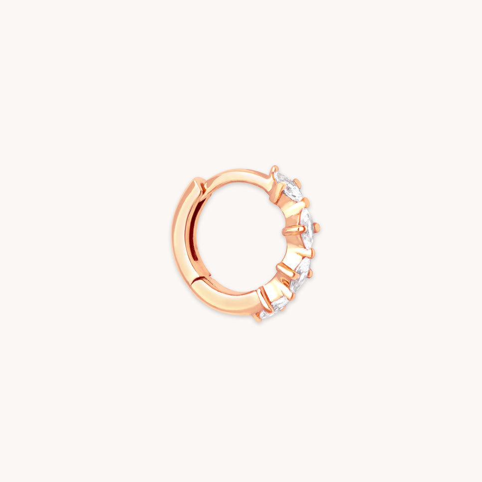 18k Rose Gold Plated Jewellery - Navette Hoop 8mm in Rose Gold - - Astrid & Miyu