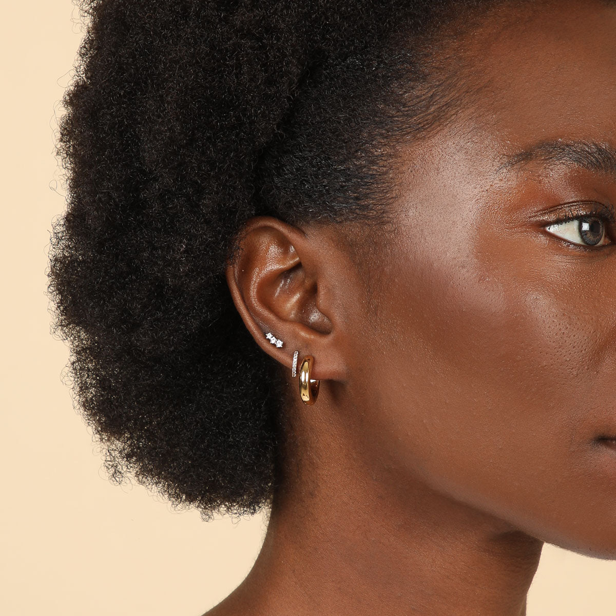 Bold Medium Hoops in Gold worn