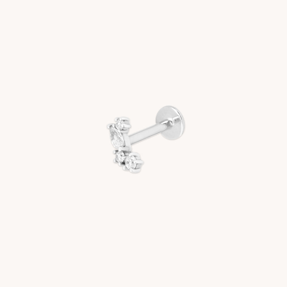 Cluster Marquise Piercing Stud in Solid White Gold-Astrid & Miyu