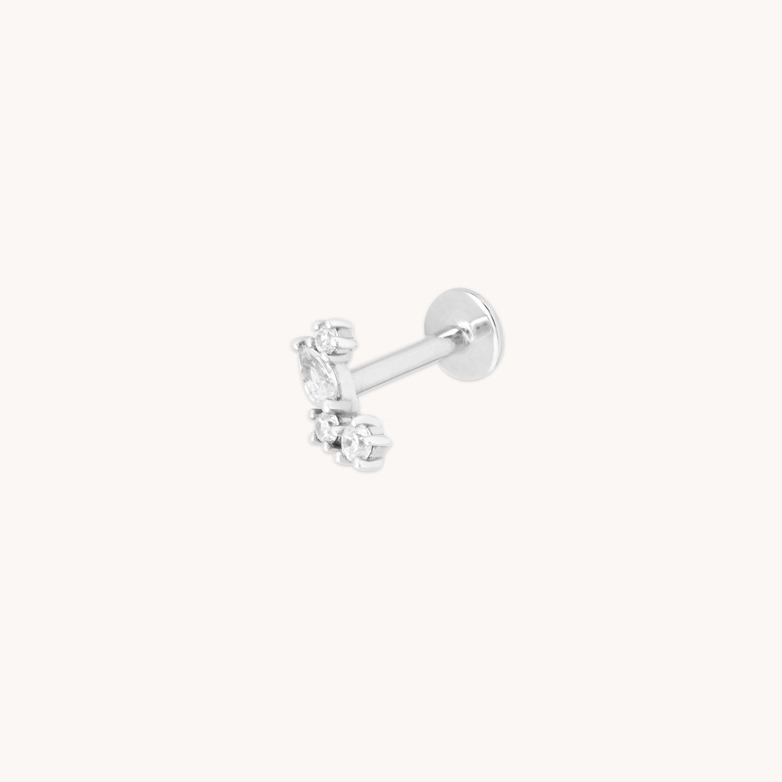 Solid White Gold Double Topaz Piercing Stud-Astrid & Miyu
