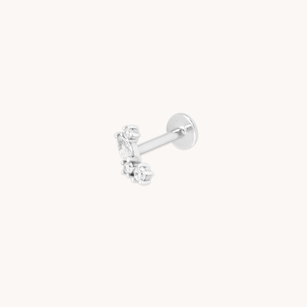 Solid White Gold Double Topaz Piercing Stud-Astrid & Miyu