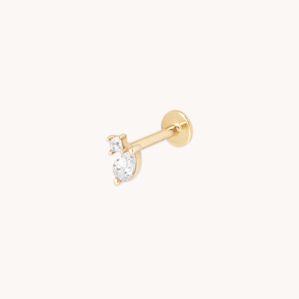 Double Gem Piercing Stud in Solid Gold-Astrid & Miyu