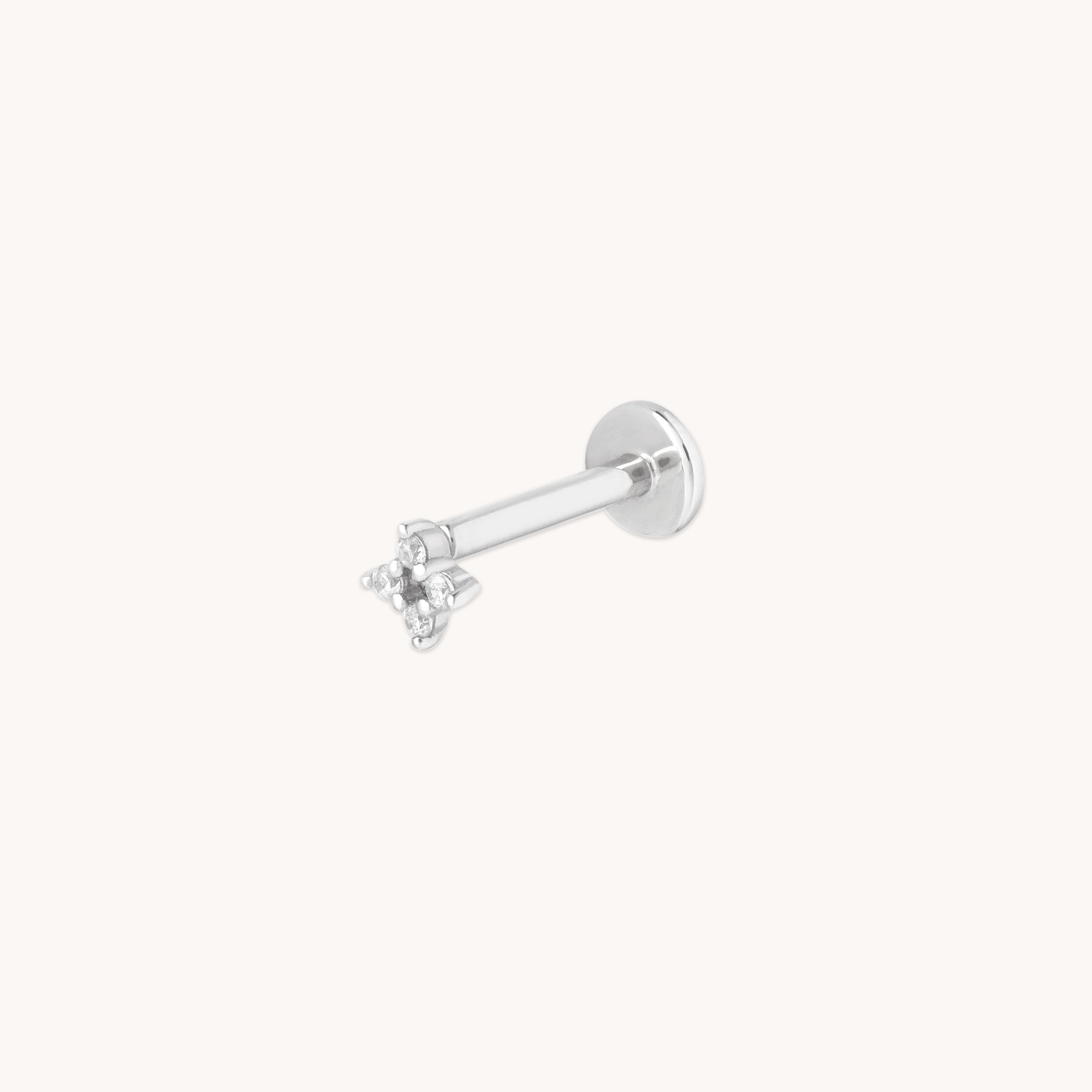 Cosmic Star Crystal Piercing Stud in Solid White Gold-Astrid & Miyu