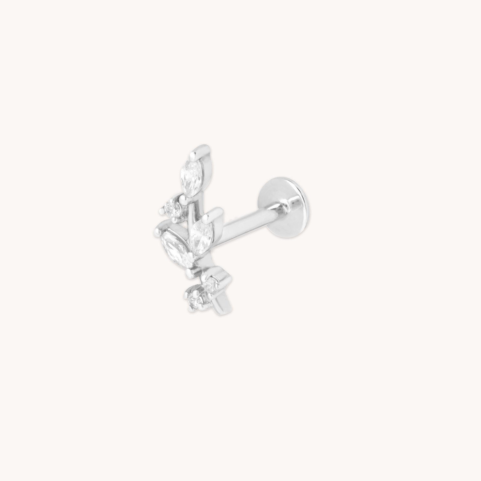 Botanical Piercing Stud in Solid White Gold-Astrid & Miyu