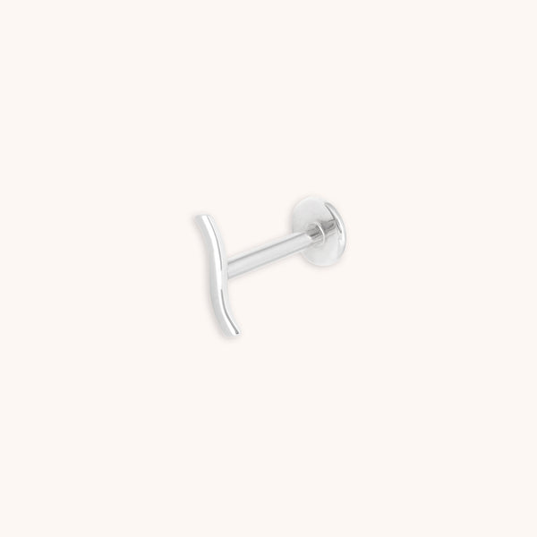 Wave Piercing Stud in Solid White Gold-Astrid & Miyu