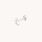 Moon Piercing Stud in Solid White Gold-Astrid & Miyu