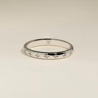 Cosmic Star Band Ring in Silver