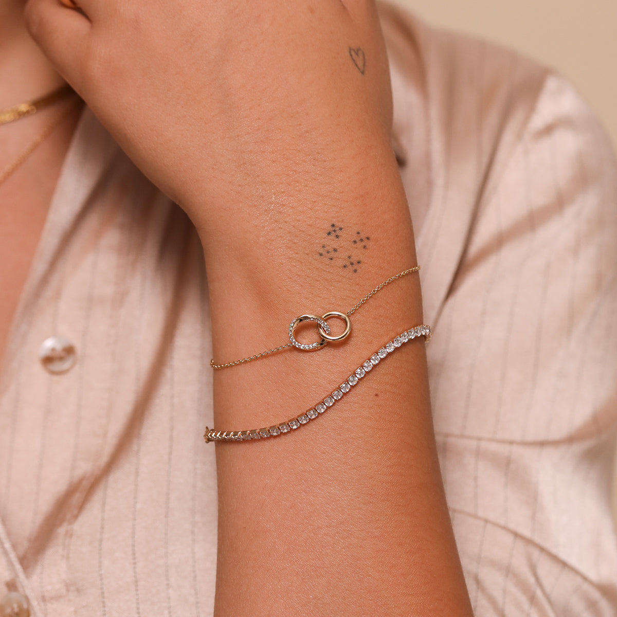 18k Gold Plated Jewellery - Orbit Crystal Bracelet in Gold - Chain Bracelet - Astrid & Miyu