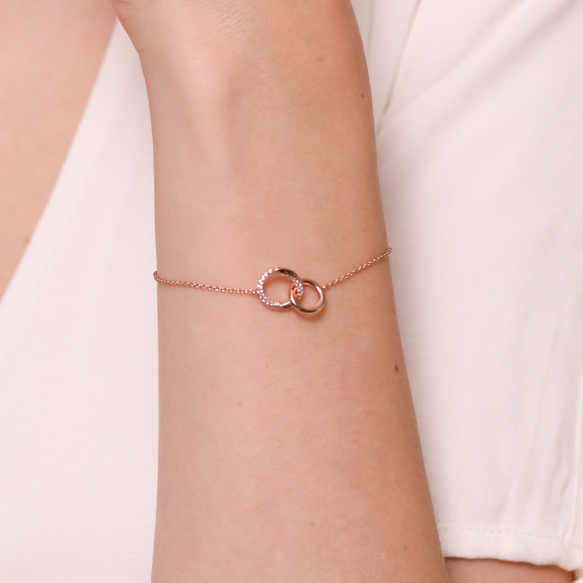18k Rose Gold Plated Jewellery - Orbit Crystal Bracelet in Rose Gold - Chain Bracelet - Astrid & Miyu