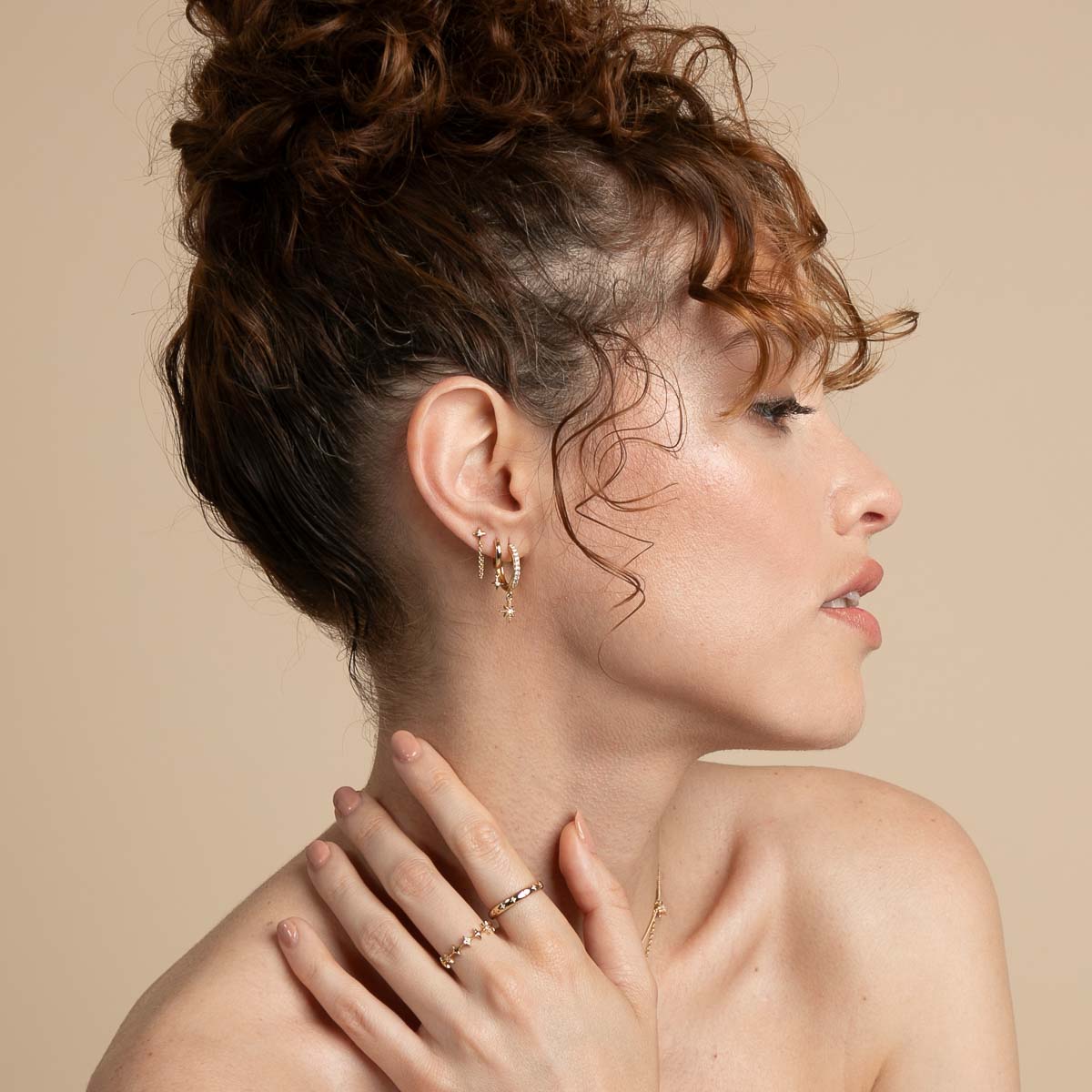 18k Gold Plated Jewellery - Cosmic Star Charm Huggies in Gold - Huggies - Astrid & Miyu