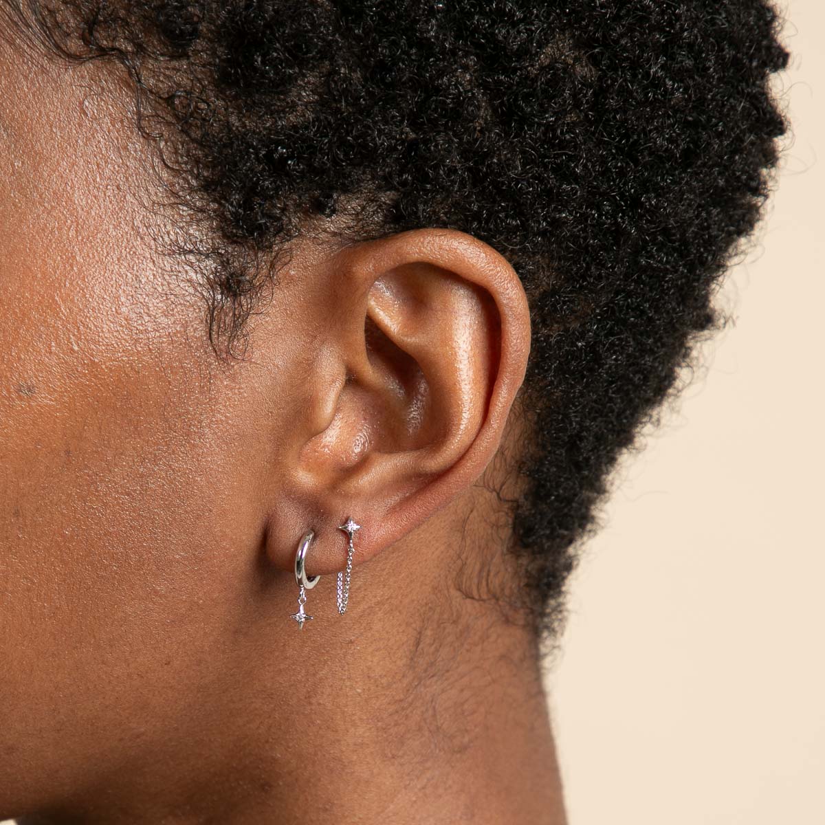 Earrings - Cosmic Star Charm Huggies in Silver - Huggies - Astrid & Miyu