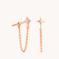 18k Rose Gold Plated Jewellery - Cosmic Star Chain Stud Earrings in Rose Gold - Stud Earrings - Astrid & Miyu