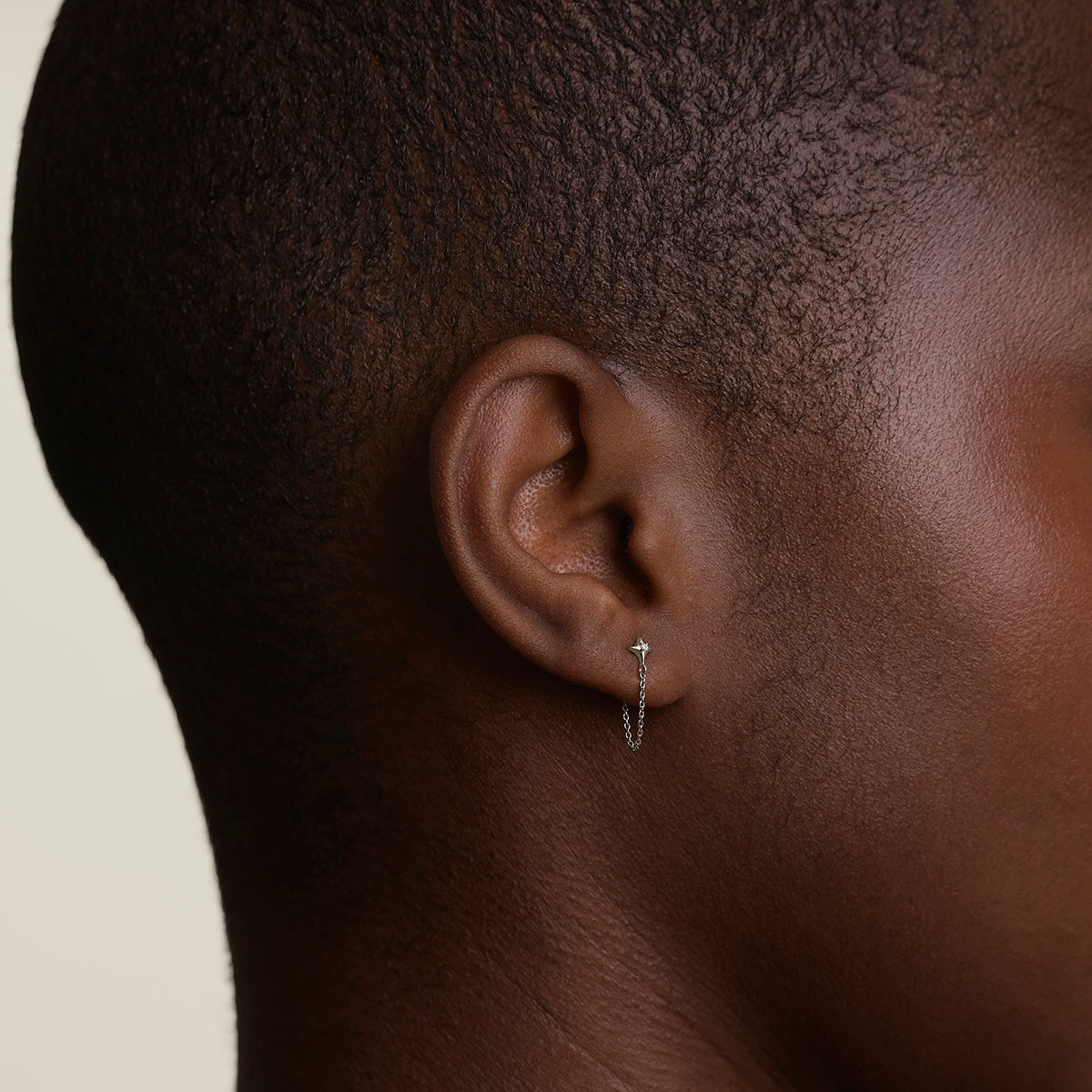 Cosmic Star Chain Stud Earrings in Silver