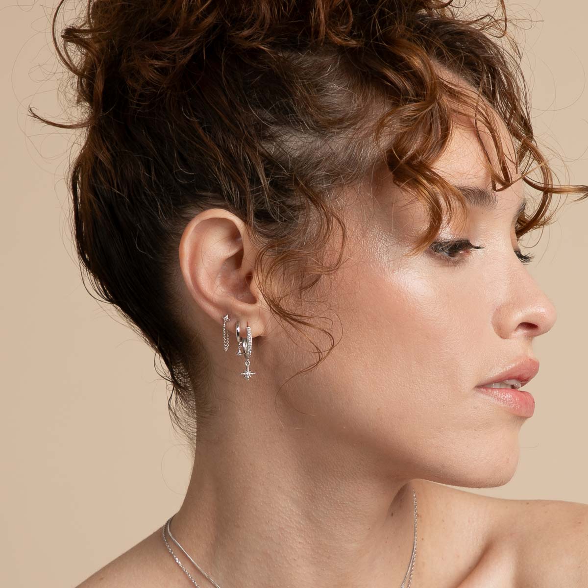 Cosmic Collection - Cosmic Star Chain Stud Earrings in Silver - Stud Earrings - Astrid & Miyu