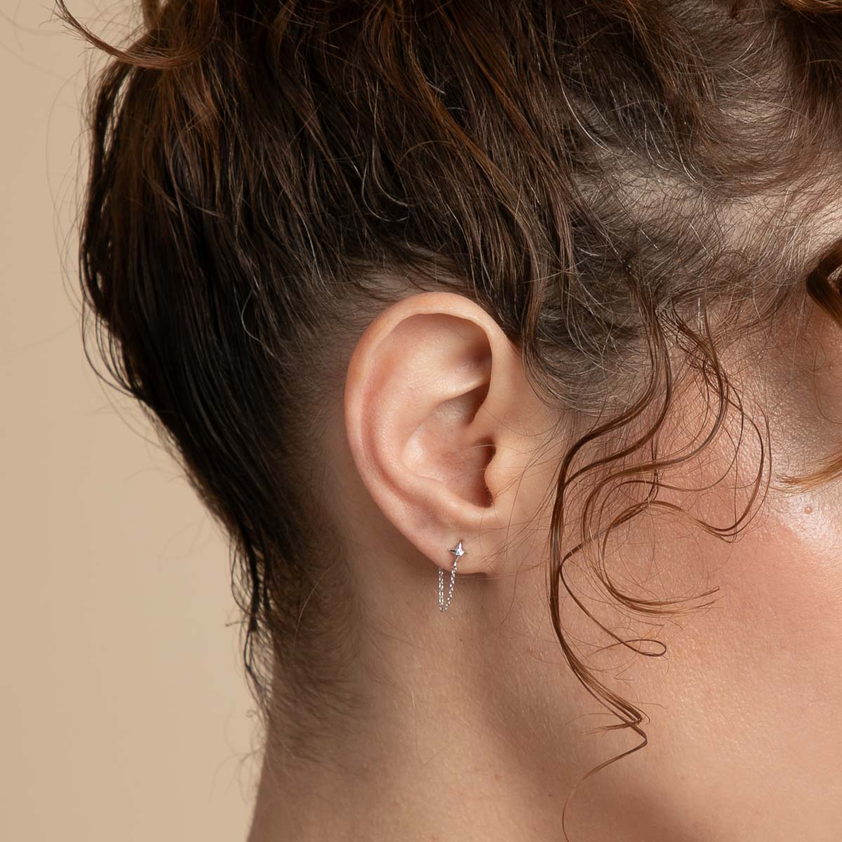 Cosmic Collection - Cosmic Star Chain Stud Earrings in Silver - Stud Earrings - Astrid & Miyu