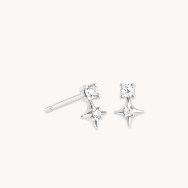 Cosmic Crystal Cluster Studs in Silver