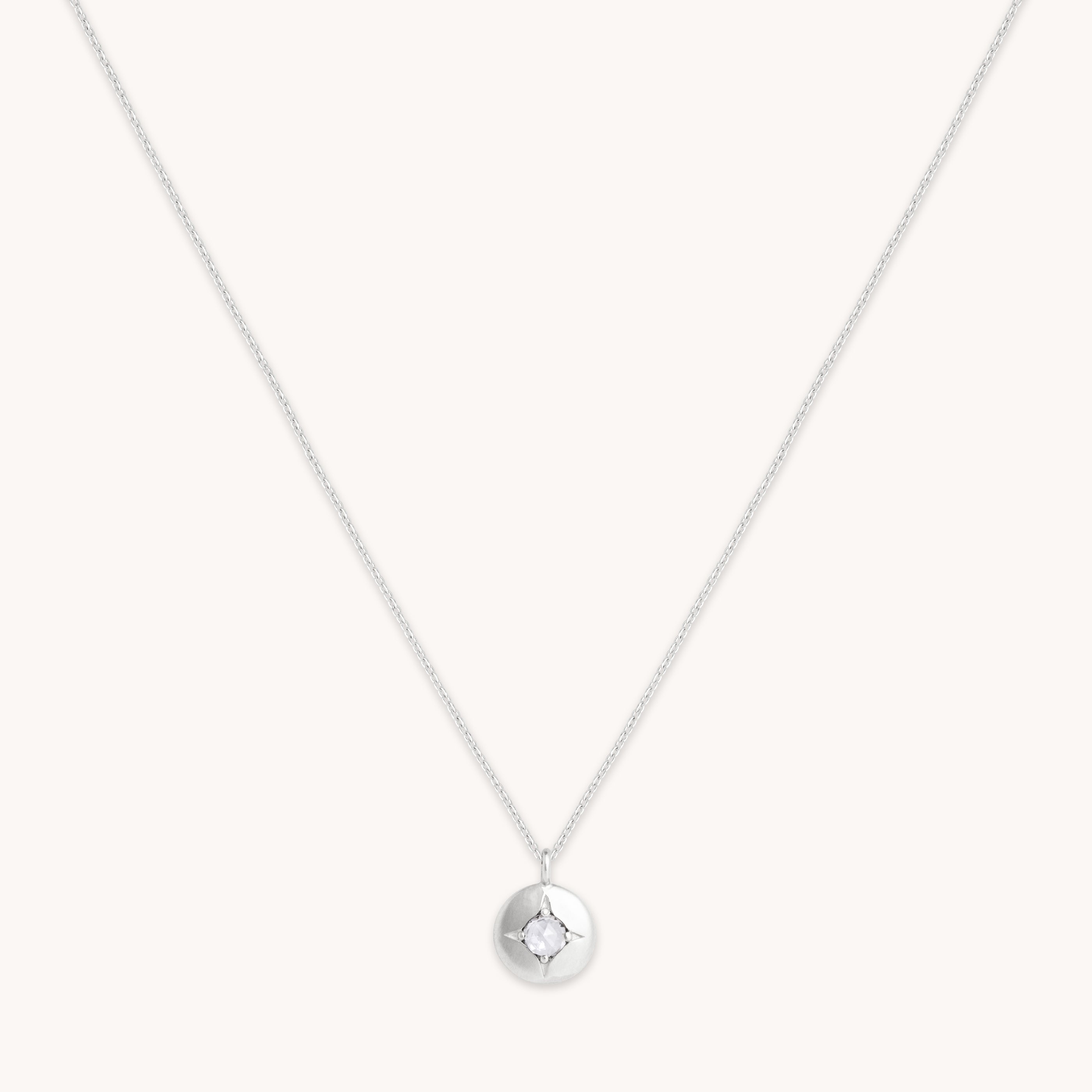 April White Topaz - April White Topaz Birthstone Necklace in Solid White Gold - Pendant Necklace - Astrid & Miyu