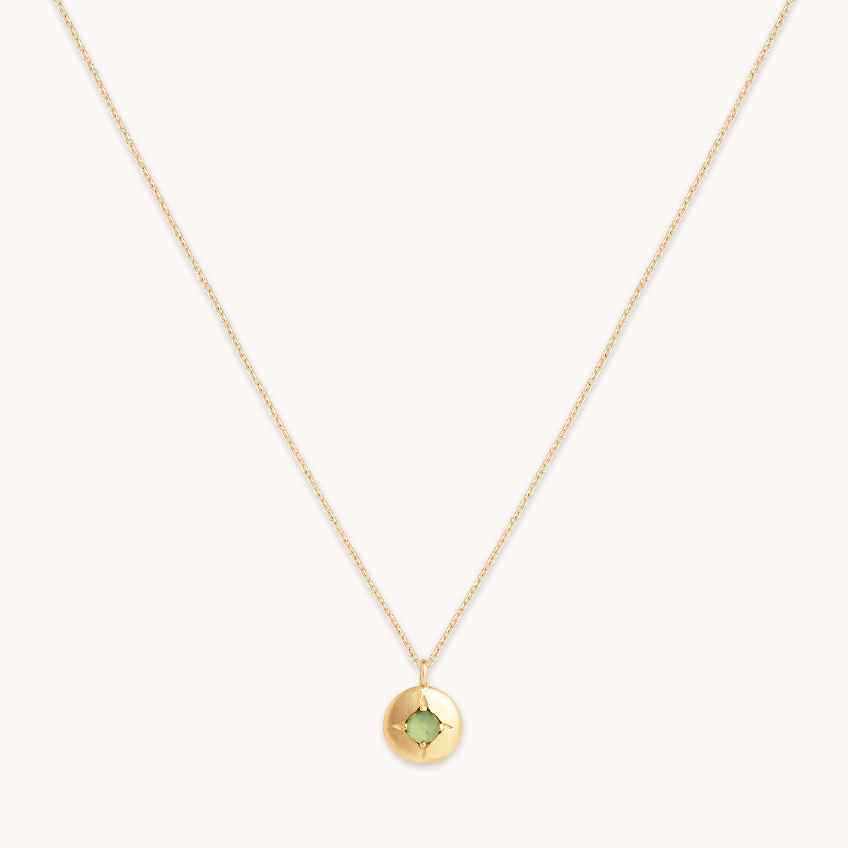 August Peridot - August Peridot Birthstone Necklace in Solid Gold - Pendant Necklace - Astrid & Miyu