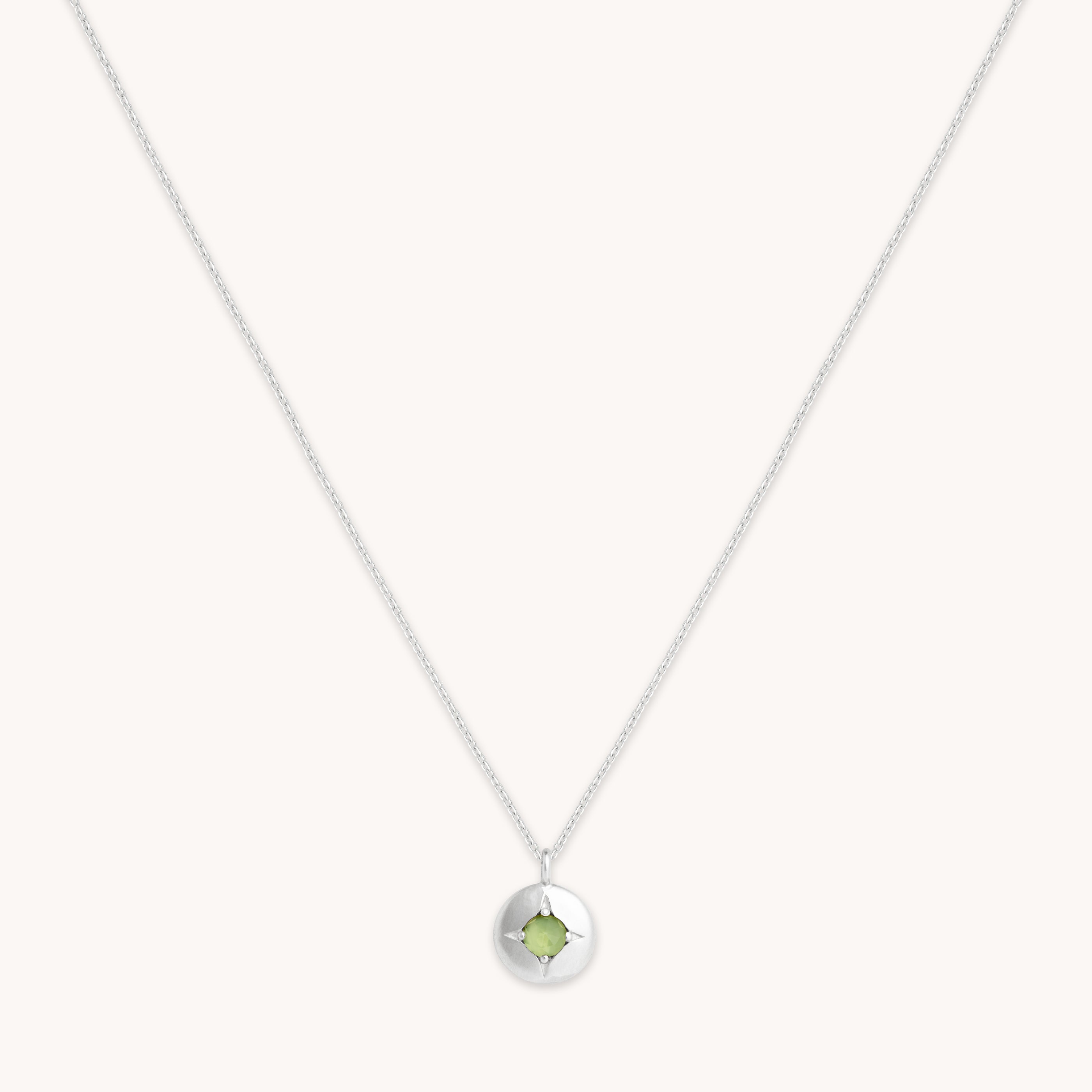 August Peridot - August Peridot Birthstone Necklace in Solid White Gold - Pendant Necklace - Astrid & Miyu