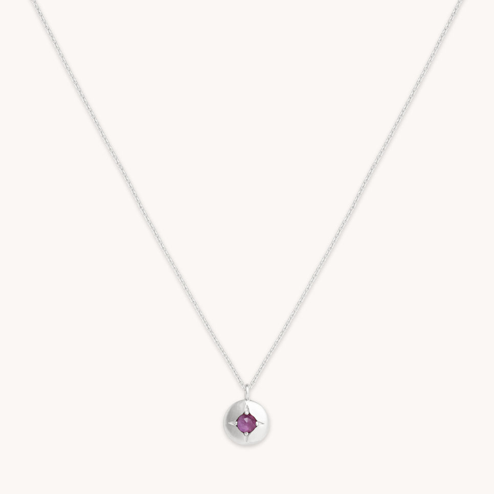 Birthstone Necklaces - February Amethyst Birthstone Necklace in Solid White Gold - Pendant Necklace - Astrid & Miyu